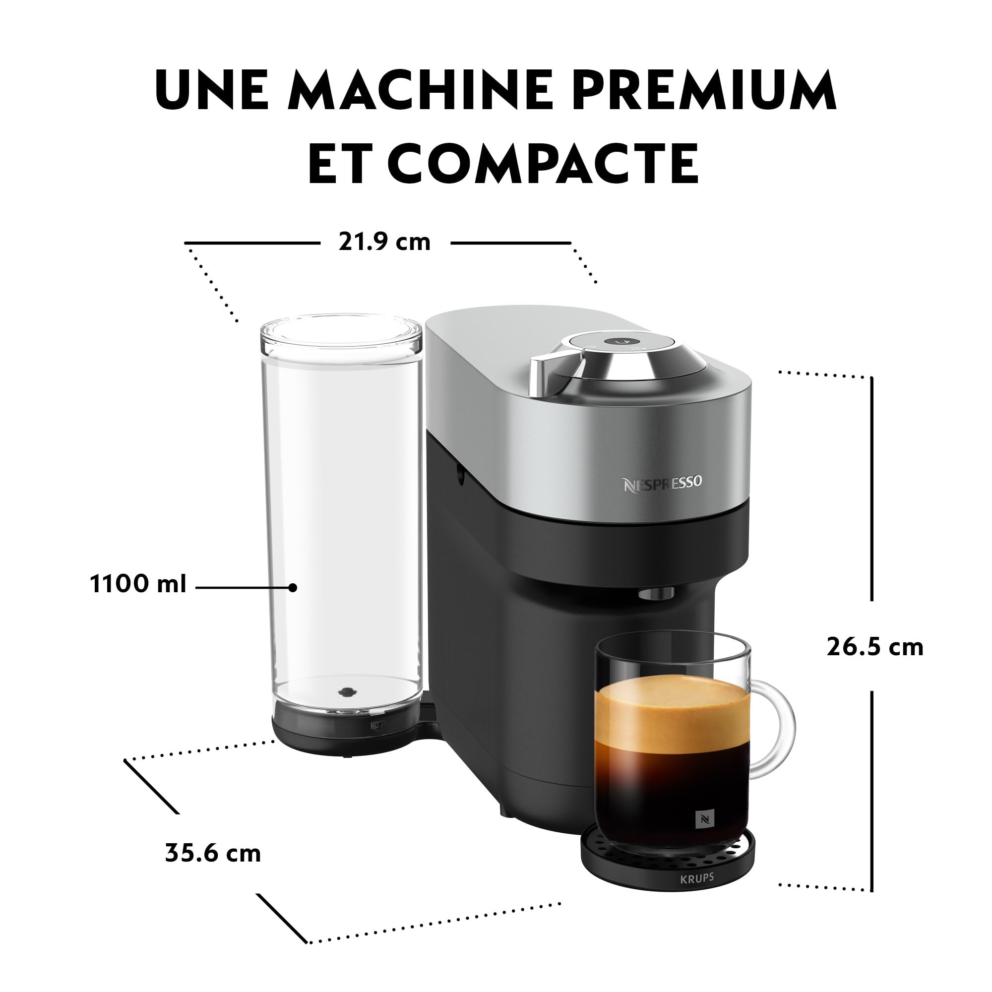 Lirona Vertuo Pop+ Argent – Machine à Café à Capsules, Centrifusion