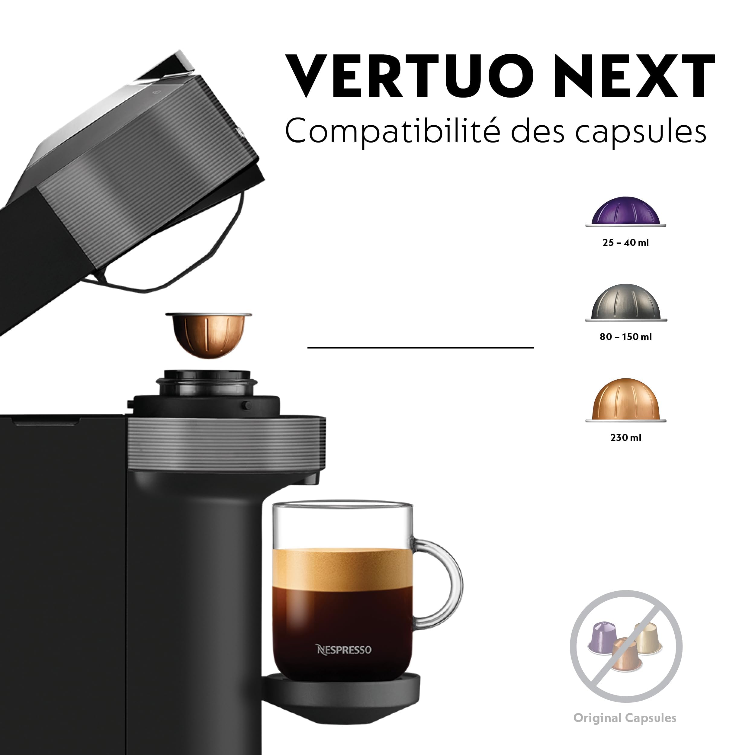 Lirona Vertuo Next Gris – Machine à Café à Capsules, Centrifusion