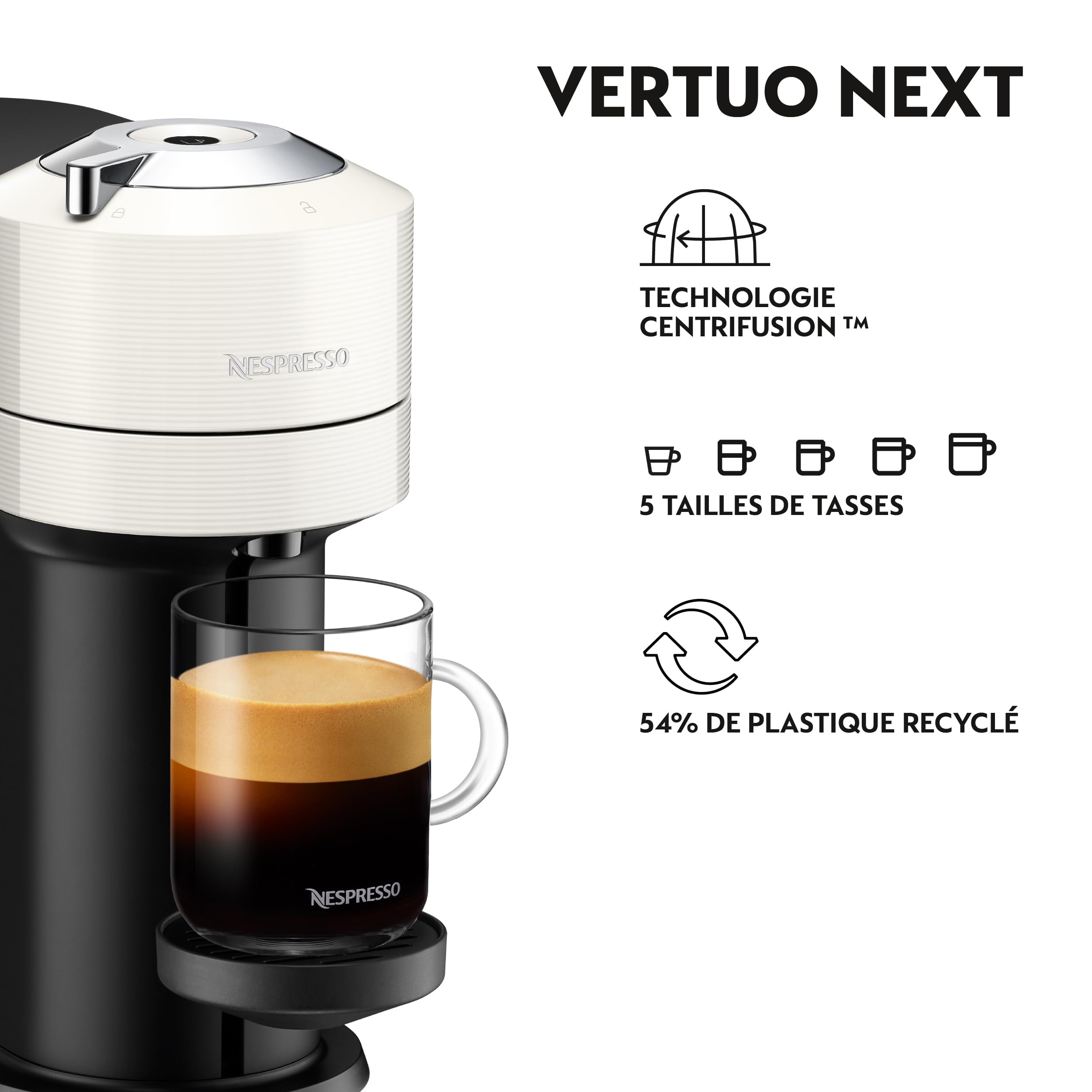 Lirona Vertuo Next Blanc – Machine à Café à Capsules, Centrifusion