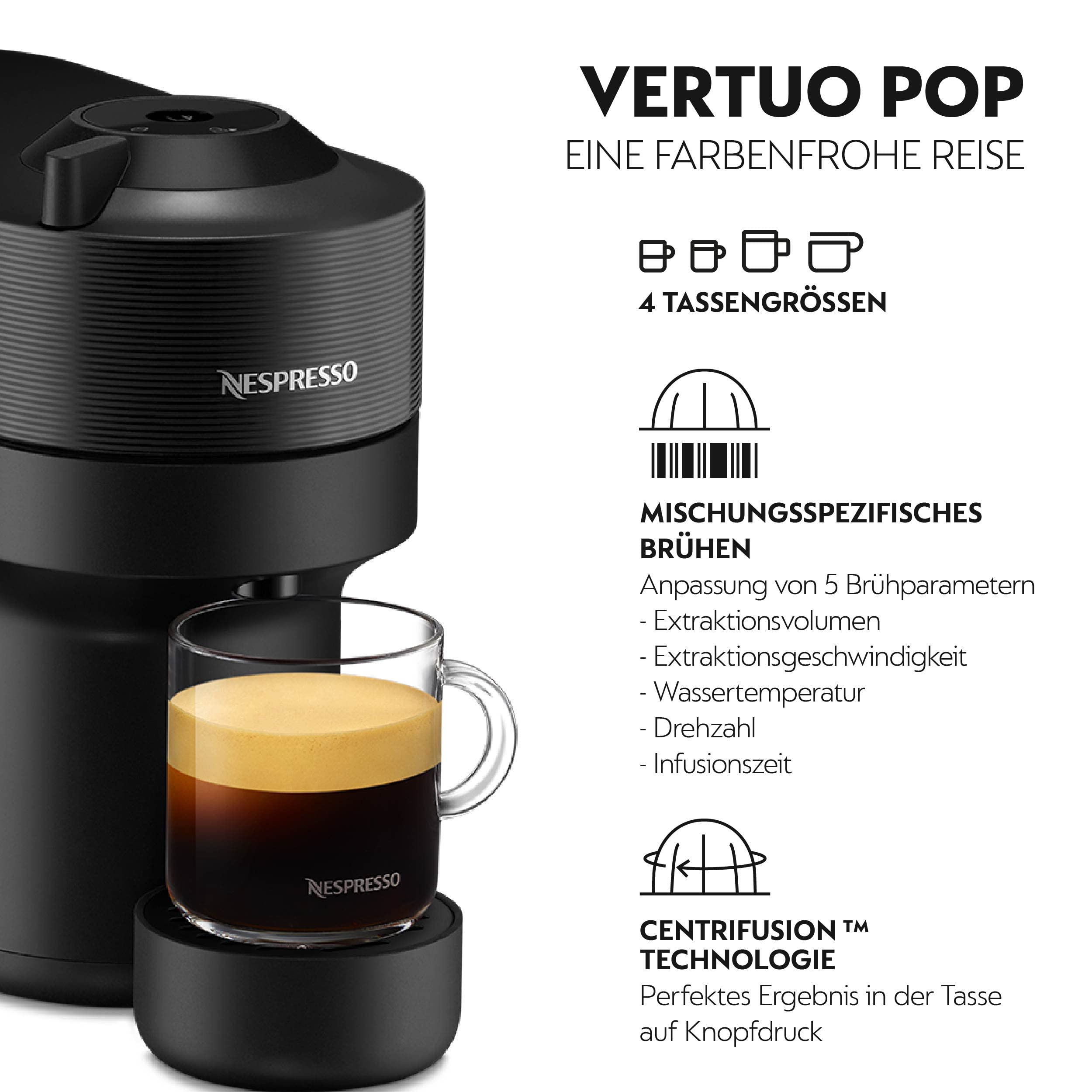 Lirona Vertuo Pop Noir – Machine à Café à Capsules, Centrifusion